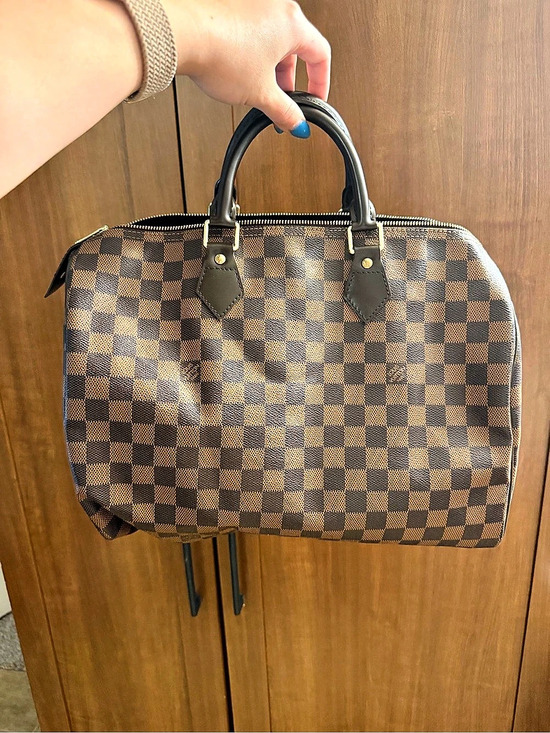 Louis Vuitton Handbags - Louis Vuitton Damier Ebene Speedy 30 Satchel in Brown & Gold